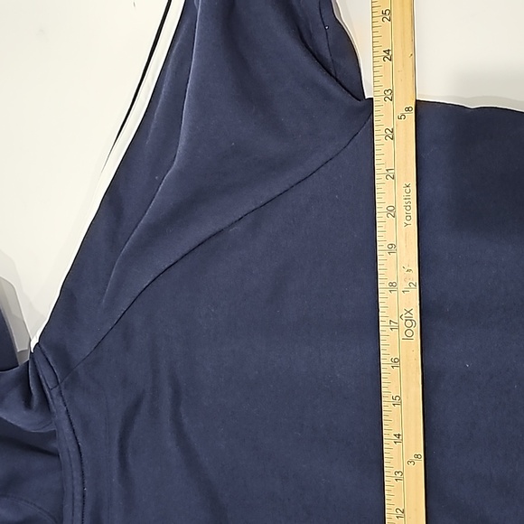 Adidas Pullover Mens Sweater Navy Blue Hoodie Sweatshirt Size L - Picture 8 of 10